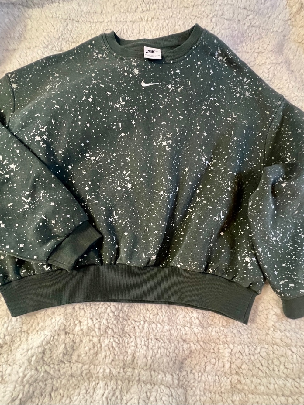 Nike XL Womens Dark Green silver Speckled Crewneck Sweatshirt